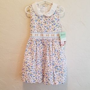 Robe Fille Bonnie Jean – Bleu Et Blanc Floral – Taille 5 – Occasion état Très Bon